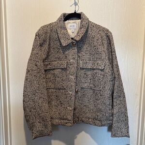 Nine West Black and White Herringbone Utility Jacket